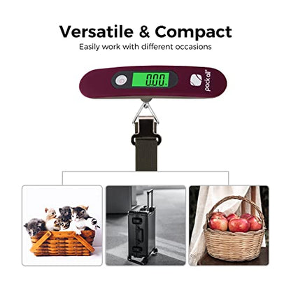 pack all Digital Luggage Scale for Travel, 110Lbs Capacity, 0.1Lb Precision - color: Red