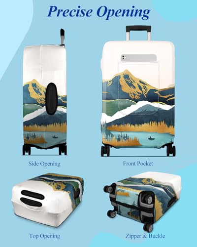 Slohif Luggage Cover for Suitcase Tsa Approved Protector - Luggage Sleeve Large Suit Case Cover Travel Stretch Baggage Case Protective Washable Fit 24-27 Inch Mountain M - size: Medium (24-27 inches), style: Mountain