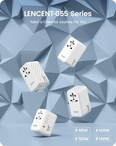 LENCENT 120W International Travel Adapter, Universal Travel Adapter - color: White, size: 120W-1A3C(4 Fast Charger Ports)