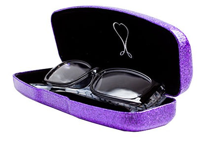 SPUNKYsoul Eye Glasses Case Girl Sparkle Smooth Glitter Hard Shell Eyeglass for Women - color: Mystic Purple, size: Large