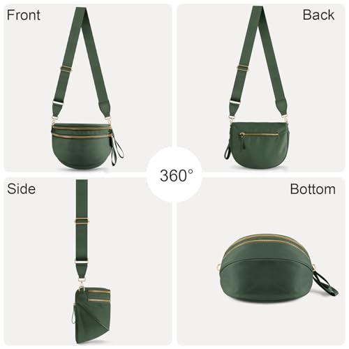 Checkered Crossbody Bags for Women, Large Nylon Bum Bags - color: Green