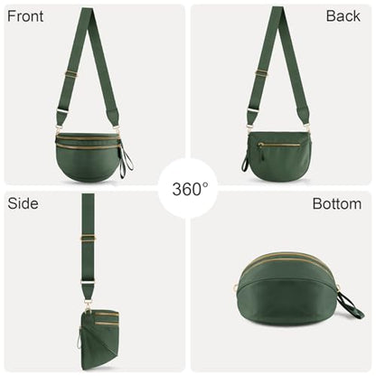 Checkered Crossbody Bags for Women, Large Nylon Bum Bags - color: Green