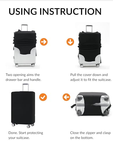 Luggage Cover Navy Blue Size S 19-21 Inch, Premium Stretchable Suitcase Protector, Washable Scratch Resistant Dustproof Elastic Travel Bag Cover with Bottom Zipper, Geometric Pattern - color: Navy Blue, size: S (19-21 inch)