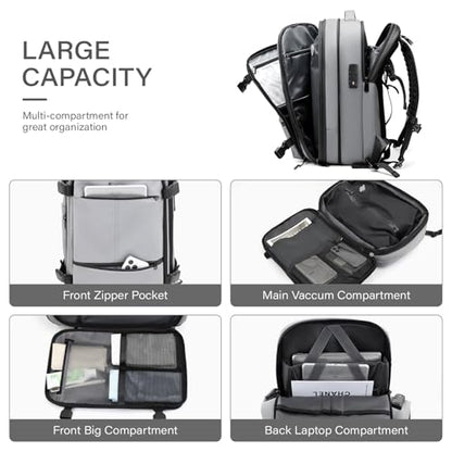60L Expandable Vacuum Travel Backpack Luggage Backpack - color: Grey
