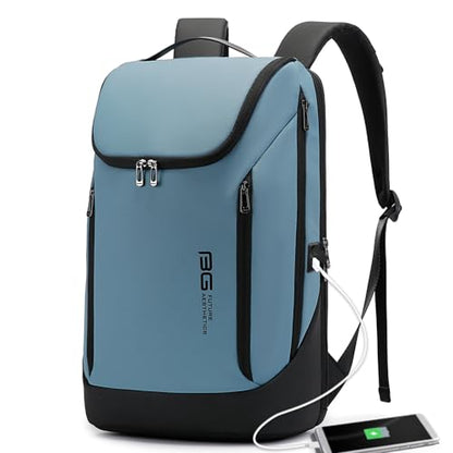 BANGE Business Smart Backpack Waterproof fit 15.6 Inch Laptop Backpack with USB Charging Port,Travel Durable Backpack - color: Light Blue, size: Medium