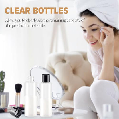 150ML/5OZ Travel Size Toiletries, 3 Pack Travel Size Containers | Double Leak Proof & Refillable Plastic Travel Bottles for Shampoo, Lotion, Body Wash with 6pcs Labels (Clear) - color: Clear, size: 150ml(3pcs)