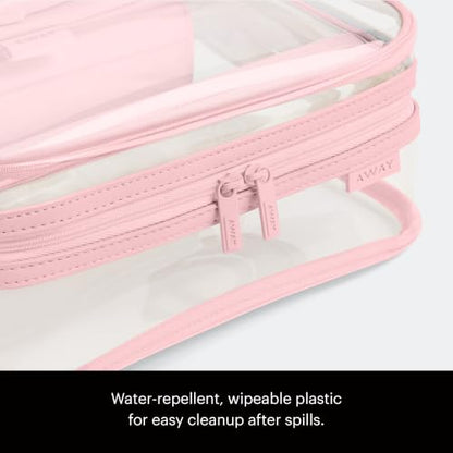 Away Clear Toiletry Bag, Water-Repellent, TSA Approved Travel Organizer - color: Blush Pink