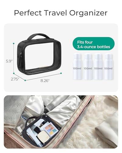 BAGSMART Puffy Clear Toiletry Bag, TSA-Approved & Wide-Open, 1-Pack, Pink - color: Pink