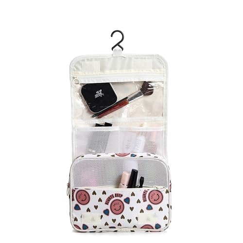 Sechunk Waterproof Travel Toiletry Bags Hanging Multi-function Cosmetic Bag Makeup Bag for Women (pinkSmile) - color: pinkSmile