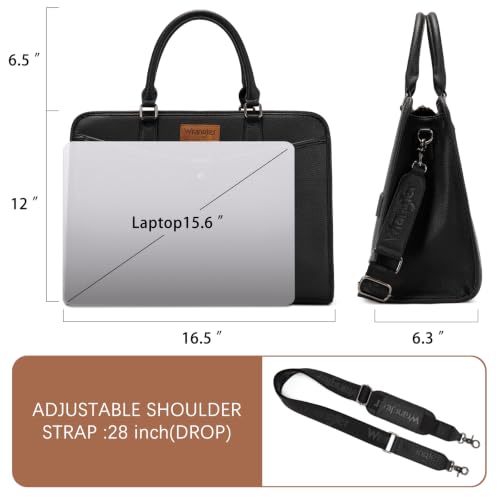 Wrangler Laptop Tote Bag for Women Fits 15.6 In Laptop for Travel and Work - color: Black