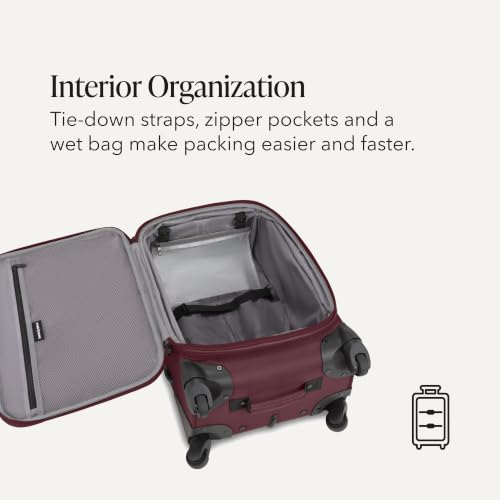 SwissGear Sion Softside Expandable Spinner Luggage Durable Lightweight Travel Suitcase, Merlot, 2-Piece Set (Carry-On/Backpack) - color: Merlot, size: 2-Piece Set (Carry-On/Backpack)