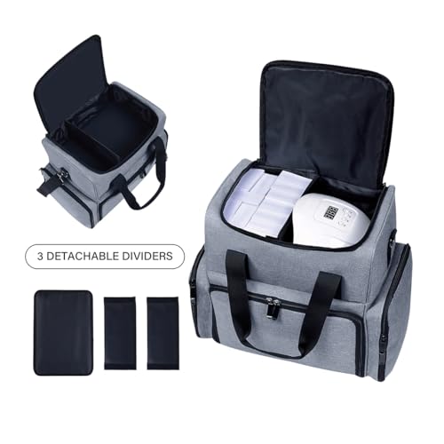 Large Makeup Bag with 3 Removable Case and 2 Removable Dividers,Grey - color: Grey