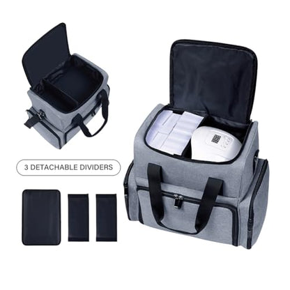 Large Makeup Bag with 3 Removable Case and 2 Removable Dividers,Grey - color: Grey
