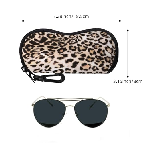 MoKo Sunglasses Soft Case Ultra Light Neoprene Zipper Eyeglass Case for Men Women - color: E-leopard