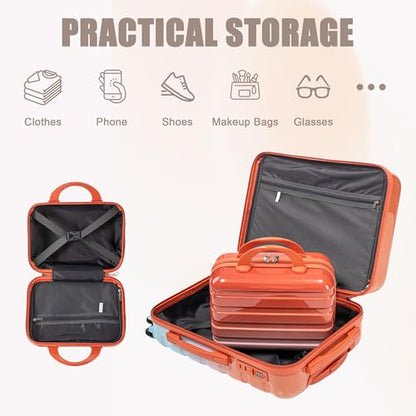 GDFStudio 14/20 Inch 2 Piece Luggage Set,PC Hard Shell Spinner Suitcase,Combination Lock,360° Silent Wheels, Retractable Handle,Carry On Travel Luggage with 14” Cosmetic Case,Gradient Blue-Red - color: Blue+Red, size: 14/20In