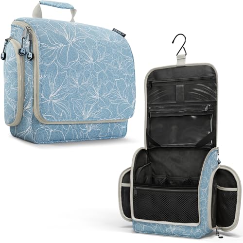 VENTURE 4TH Hanging Travel Toiletry Bag, 17 Compartments - Blue Flowers - color: Blue Flowers