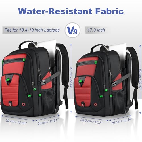 Z-MGKISS Extra Large Backpack for Men,Gaming Travel Bag Fit 18.4-19" Laptop - color: Red, size: 18.4 Inch (22''x15''x12'')