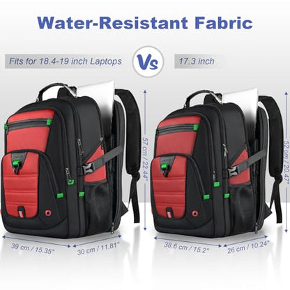 Z-MGKISS Extra Large Backpack for Men,Gaming Travel Bag Fit 18.4-19" Laptop - color: Red, size: 18.4 Inch (22''x15''x12'')