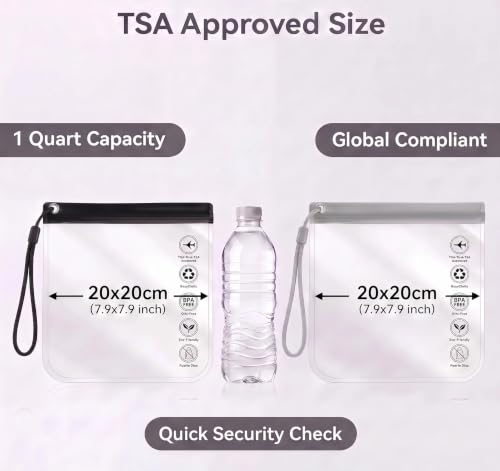 4 Pack TSA Clear Toiletry Bag Quart Size Travel Waterproof EVA