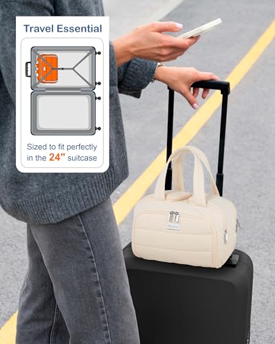 TOPDesign Travel Toiletry Bag, Puffer Makeup Organizer with Compartments - color: Bandanna