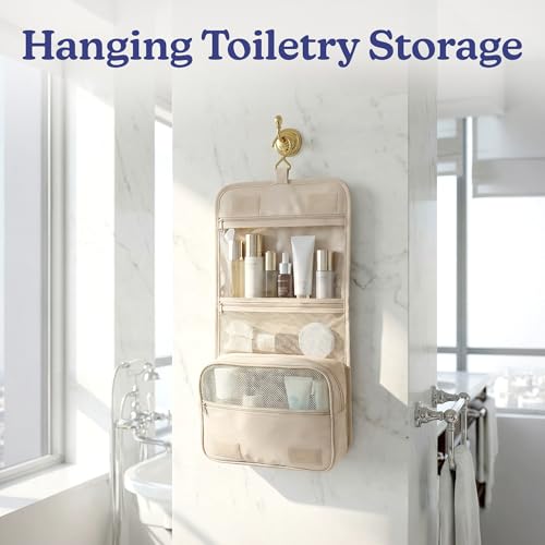 Vandel Compression Packing Cubes for Women, Set with Hanging Toiletry Bag - color: 3. Sand, size: Deluxe Set (4 Cubes + Toiletry & Laundry Bags)