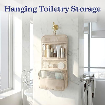 Vandel Compression Packing Cubes for Women, Set with Hanging Toiletry Bag - color: 3. Sand, size: Deluxe Set (4 Cubes + Toiletry & Laundry Bags)