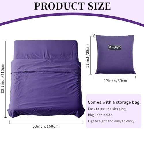 Sleeping Bag Liner, Compact Travel Sheets for Hotel Hostel - color: Grey Blue, size: 82.7" X 63"