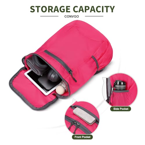 Lightweight Foldable Backpack,Travel Hiking Daypack Packable Bag - color: Rose Red