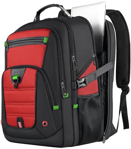Z-MGKISS Extra Large Backpack for Men,Gaming Travel Bag Fit 18.4-19" Laptop - color: Red, size: 18.4 Inch (22''x15''x12'')