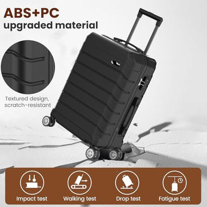 Luggage Sets 3 Piece Lightweight Durable Hardshell Suitcase Black - color: Black