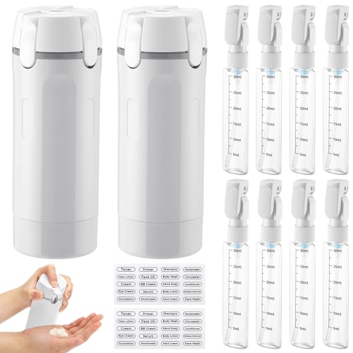 Domensi 2 Pack 4 in 1 Travel Dispenser, White - color: White