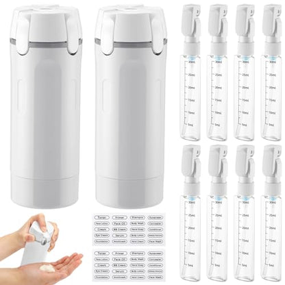 Domensi 2 Pack 4 in 1 Travel Dispenser, White - color: White