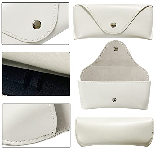 LogHog Portable Leather Glasses Case,Flexible Sunglasses Pouch Slim Case for Women Men Horizontal Eyeglass Case - color: Button -White