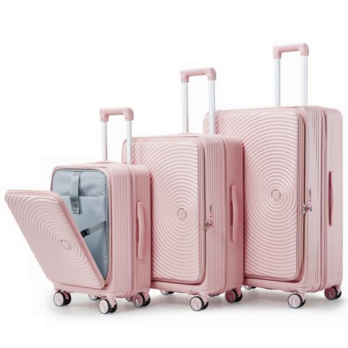 TRAVELEO 3 Piece Luggage Set, 20/24/28, Pink - color: Pink#E, size: 3 Piece Set