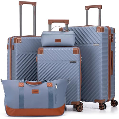 Cosbarn Luggage Sets 5 Pcs Suitcases with Wheels, 20"/24"/28",SkyBlue - color: SkyBlue, size: 5 Piece Sets (20/24/28/Db/Tb)