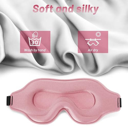 Sleep Mask for Men and Women, Lash Extensions 3D Eye Mask, Pink | Blackout Night Blindfold Eye Cover with Adjustable Strap for Side Sleepers, Breathable, Zero Pressure, Travel Essentials - color: Pink