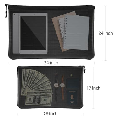 2000°F Fireproof Money Bag 2pcs, Fireproof Document Bags, 13.4 x 9.8 and 10.6 x 6.7 Inch Important Document Storage Organizer for Valuables, Safe for A4 A5 Files, Cash, Passport Tablet.