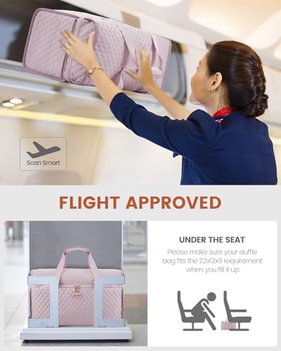 LOVEVOOK Travel Duffle Bag, Carry On Weekender Overnight Bag Hospital Bag with Toiletry & Wet Pocket, 3pc Set - color: Pink-Pink, size: Large