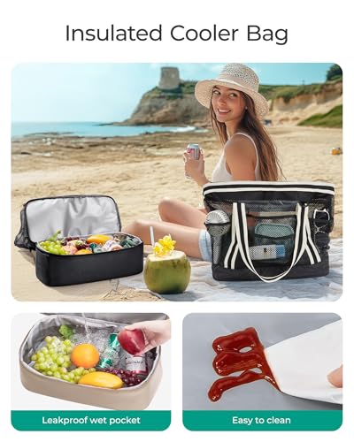 BAGSMART Beach Bag for Women, Large Beach Bag Swim Pool Bag - color: Blue