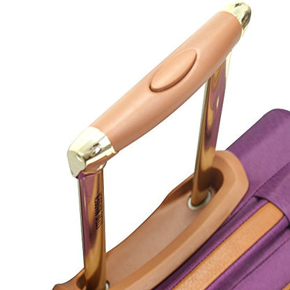 Steve Madden Designer Luggage Collection - Expandable 24 Inch Softside Bag - Durable Mid-sized Lightweight Checked Suitcase with 4-Rolling Spinner Wheels, Purple, 3 light 24" - color: Purple