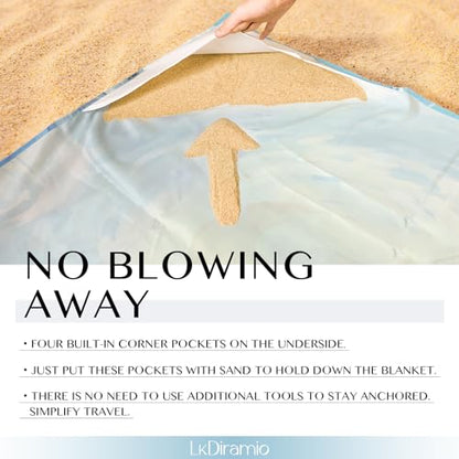 Beach Blanket Waterproof Sandproof Large 100x80in with Mesh Bag - color: Watercolor Dolphin