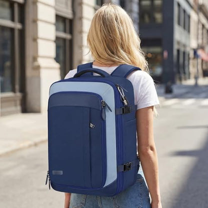 Vancropak 40L Carry on Backpack, Flight Approved Expandable Bag for Travel - color: Blue