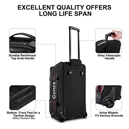Gonex Rolling Duffle Bag with Wheels, Waterproof PVC Luggage, 25 in, Black - color: Black, size: 25 inch
