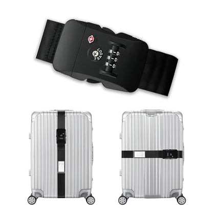 Veki Travel Luggage Straps for Suitcases, TSA Approved with Lock, Black - color: Black