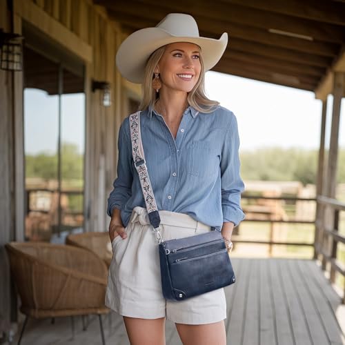 Crossbody Bag for Women, RFID Vegan Leather Medium Purse - color: Blue