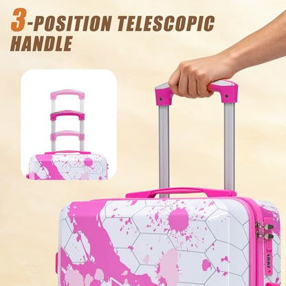 3 Piece Hardside PC Luggage Set, Pink - color: Pink