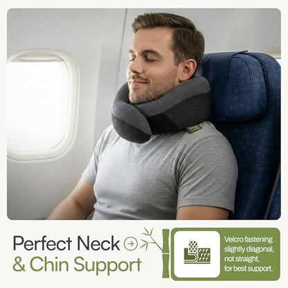 Travel Neck Pillow for Airplanes, 360° Chin Support, Deep Gray - color: Deep Gray
