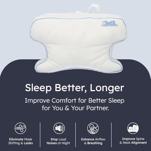 Contour CPAPMax Pillow - Adjustable Memory Foam Support Pillow for Side, Back & Stomach Sleepers - for CPAP Users - Helps Reduce Air Leaks, Dryness & Mask Discomfort - Ergonomic Design - size: Ventilated Foam
