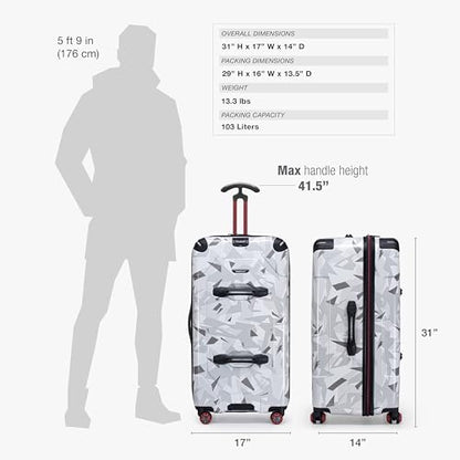 Traveler's Choice Maxporter II Polycarbonate Hardside Trunk with Spinner Wheels, White Camo, 31-Inch Large Trunk - color: White Camo, size: 31-inch Large Trunk