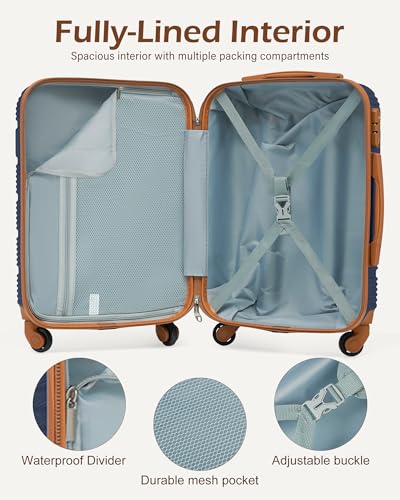 LONG VACATION Luggage Sets with Spinner Wheels, Suitcase Set 6 Piece - color: NAVY, size: 6 piece set